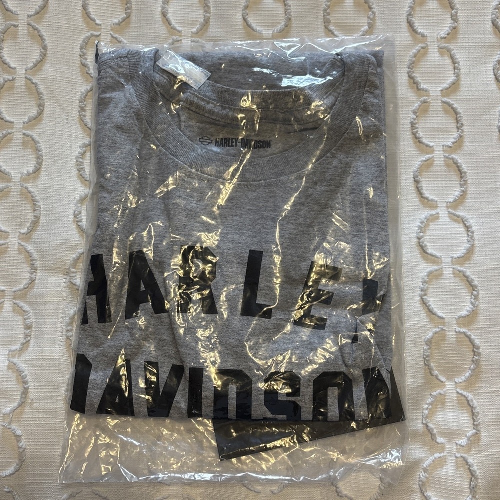 Harley Davidson Light Gray Heather Knit Logo Tee NWT size Large - Picture 2 of 5